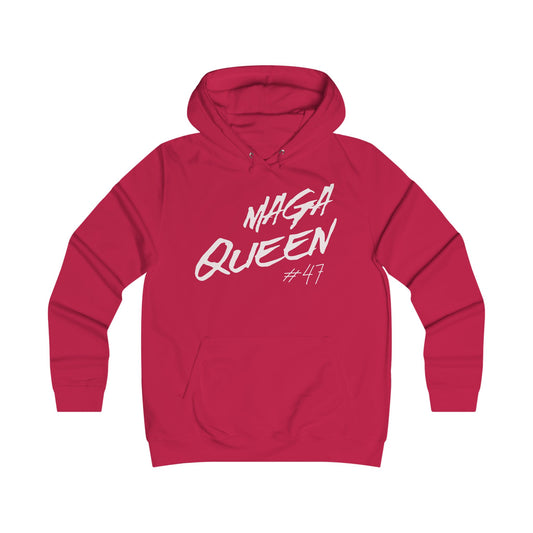 MAGA Queen Hoodie - Bright Yellow College Style Sweatshirt